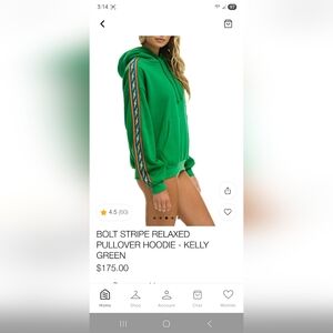 Aviator Nation Kelly Green Hoodie with Bold Stripes.  GOOD CONDITION, SZ XL